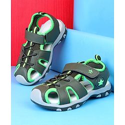 Cute Walk by Babyhug Velcro Closure Solid Sandals - Olive Green