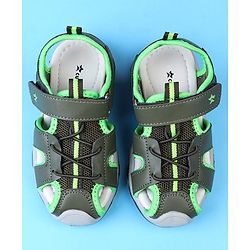 Cute Walk by Babyhug Velcro Closure Solid Sandals - Olive Green