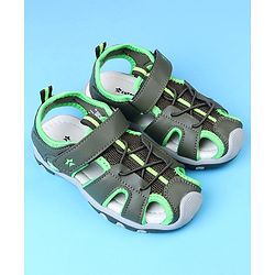 Cute Walk by Babyhug Velcro Closure Solid Sandals - Olive Green