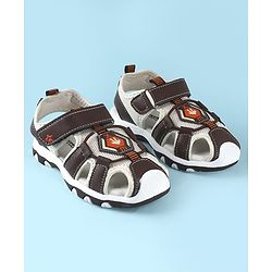 Cute Walk by Babyhug Sandals With Velcro Closure and Brand Logo - Dark Brown