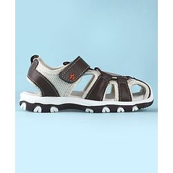 Cute Walk by Babyhug Sandals With Velcro Closure and Brand Logo - Dark Brown