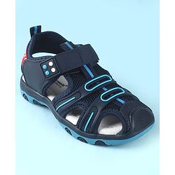 Cute Walk by Babyhug Sandals Solid Color With Velcro Closure - Navy Blue
