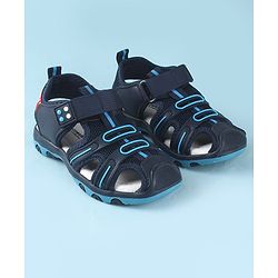 Cute Walk by Babyhug Sandals Solid Color With Velcro Closure - Navy Blue