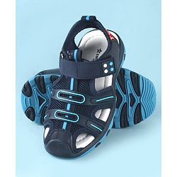 Cute Walk by Babyhug Sandals Solid Color With Velcro Closure - Navy Blue