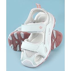 Cute Walk by Babyhug Sandals Solid Color With Velcro Closure - White