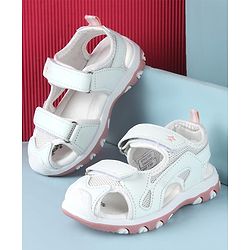 Cute Walk by Babyhug Sandals Solid Color With Velcro Closure - White