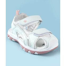 Cute Walk by Babyhug Sandals Solid Color With Velcro Closure - White