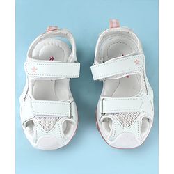 Cute Walk by Babyhug Sandals Solid Color With Velcro Closure - White