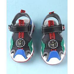 Cute Walk by Babyhug Sandals With Velcro Closure With Text Print - Navy Blue Black & Green
