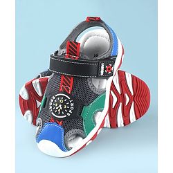 Cute Walk by Babyhug Sandals With Velcro Closure With Text Print - Navy Blue Black & Green