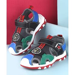 Cute Walk by Babyhug Sandals With Velcro Closure With Text Print - Navy Blue Black & Green