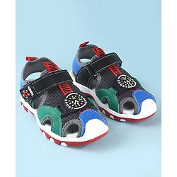 Cute Walk by Babyhug Sandals With Velcro Closure With Text Print - Navy Blue Black & Green