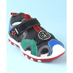Cute Walk by Babyhug Sandals With Velcro Closure With Text Print - Navy Blue Black & Green