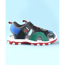 Cute Walk by Babyhug Sandals With Velcro Closure With Text Print - Navy Blue Black & Green