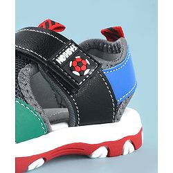 Cute Walk by Babyhug Sandals With Velcro Closure With Text Print - Navy Blue Black & Green