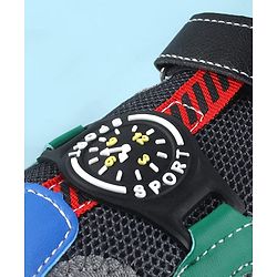 Cute Walk by Babyhug Sandals With Velcro Closure With Text Print - Navy Blue Black & Green