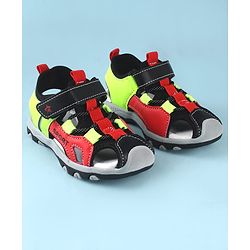 Cute Walk by Babyhug Sandals Color Block With Velcro Closure  - Red & Limegreen