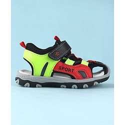 Cute Walk by Babyhug Sandals Color Block With Velcro Closure  - Red & Limegreen