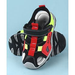 Cute Walk by Babyhug Sandals Color Block With Velcro Closure  - Red & Limegreen