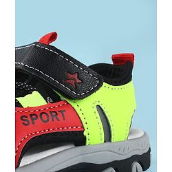 Cute Walk by Babyhug Sandals Color Block With Velcro Closure  - Red & Limegreen