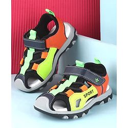 Cute Walk by Babyhug Sandals Color Block With Velcro Closure  - Red & Limegreen