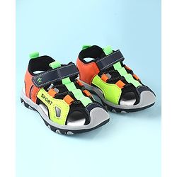 Cute Walk by Babyhug Sandals Color Block With Velcro Closure  - Red & Limegreen