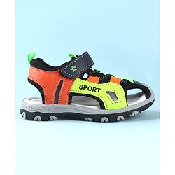 Cute Walk by Babyhug Sandals Color Block With Velcro Closure  - Red & Limegreen
