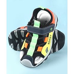 Cute Walk by Babyhug Sandals Color Block With Velcro Closure  - Red & Limegreen