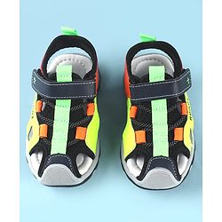 Cute Walk by Babyhug Sandals Color Block With Velcro Closure  - Red & Limegreen