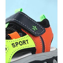 Cute Walk by Babyhug Sandals Color Block With Velcro Closure  - Red & Limegreen