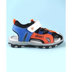 Cute Walk by Babyhug Sandals Color Block With Velcro Closure  - Blue & Orange