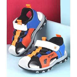 Cute Walk by Babyhug Sandals Color Block With Velcro Closure  - Blue & Orange