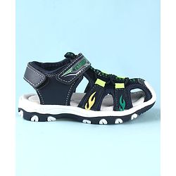 Cute Walk by Babyhug Sandals With Velcro Closure & Text Print - Navy Blue