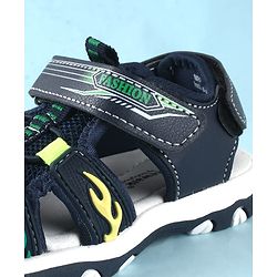 Cute Walk by Babyhug Sandals With Velcro Closure & Text Print - Navy Blue
