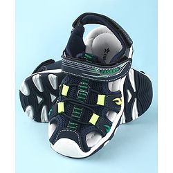 Cute Walk by Babyhug Sandals With Velcro Closure & Text Print - Navy Blue