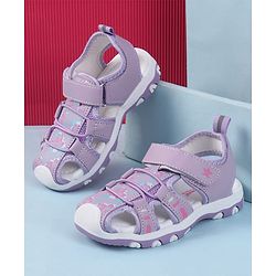 Cute Walk by Babyhug Velcro Closure Sandals with Floral Print - Purple