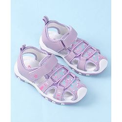 Cute Walk by Babyhug Velcro Closure Sandals with Floral Print - Purple