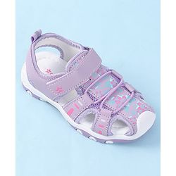 Cute Walk by Babyhug Velcro Closure Sandals with Floral Print - Purple