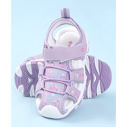 Cute Walk by Babyhug Velcro Closure Sandals with Floral Print - Purple