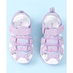 Cute Walk by Babyhug Velcro Closure Sandals with Floral Print - Purple