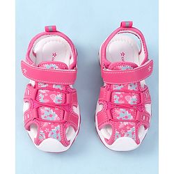 Cute Walk by Babyhug Velcro Closure Sandals with Floral Print - Purple