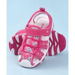 Cute Walk by Babyhug Velcro Closure Sandals with Floral Print - Purple