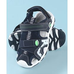 Cute Walk by Babyhug Solid Color Sandals With Velcro Closure - Navy Blue