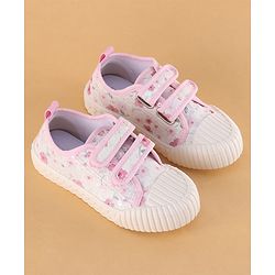 Cute Walk by Babyhug Velcro Closure Shoes with Floral Print & Sequin Detailing - Pink
