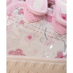 Cute Walk by Babyhug Velcro Closure Shoes with Floral Print & Sequin Detailing - Pink