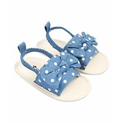 Cute Walk by Babyhug Booties With Polka Dot Print & Back Strap- Blue