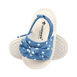 Cute Walk by Babyhug Booties With Polka Dot Print & Back Strap- Blue