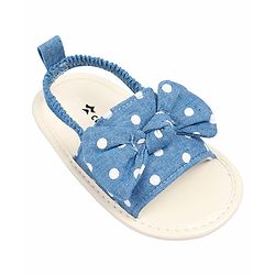 Cute Walk by Babyhug Booties With Polka Dot Print & Back Strap- Blue