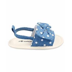 Cute Walk by Babyhug Booties With Polka Dot Print & Back Strap- Blue
