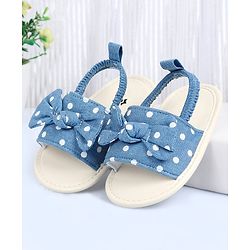 Cute Walk by Babyhug Booties With Polka Dot Print & Back Strap- Blue